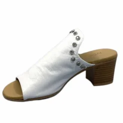 Ivoire0401a Ivoire 500 3004 Cuir Blanc*Femme Mules