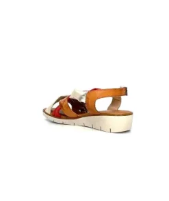 lola canales / calzado pasoli Ivoire 2146 Ceralin Cuir Rouge Marron Or*Femme Sandales