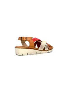 lola canales / calzado pasoli Ivoire 2146 Ceralin Cuir Rouge Marron Or*Femme Sandales