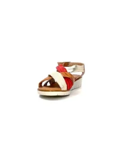 lola canales / calzado pasoli Ivoire 2146 Ceralin Cuir Rouge Marron Or*Femme Sandales