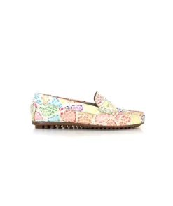 Ivoire0209b Ivoire 10322 Cuir Beige Multicolore*Femme Mocassins