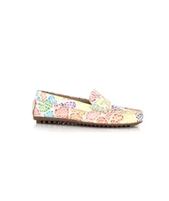 Ivoire0209b Ivoire 10322 Cuir Beige Multicolore*Femme Mocassins