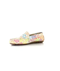 Ivoire0209b Ivoire 10322 Cuir Beige Multicolore*Femme Mocassins