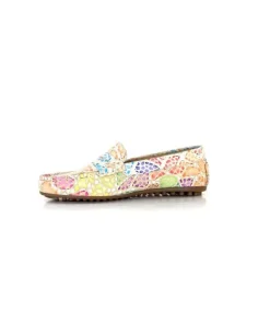 Ivoire0209b Ivoire 10322 Cuir Beige Multicolore*Femme Mocassins