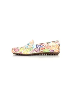 Ivoire0209b Ivoire 10322 Cuir Beige Multicolore*Femme Mocassins