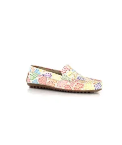 Ivoire0209b Ivoire 10322 Cuir Beige Multicolore*Femme Mocassins