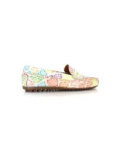 Ivoire0209b Ivoire 10322 Cuir Beige Multicolore*Femme Mocassins