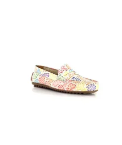 Ivoire0209b Ivoire 10322 Cuir Beige Multicolore*Femme Mocassins