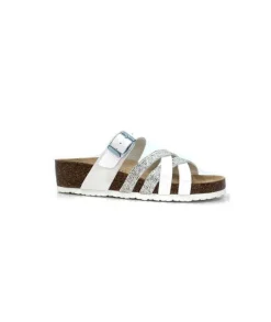 Ivoire0098a Ivoire 2115 Cuir Blanc Argent*Femme Plagettes