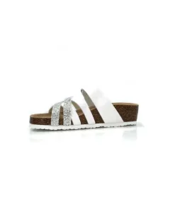 Ivoire0098a Ivoire 2115 Cuir Blanc Argent*Femme Plagettes