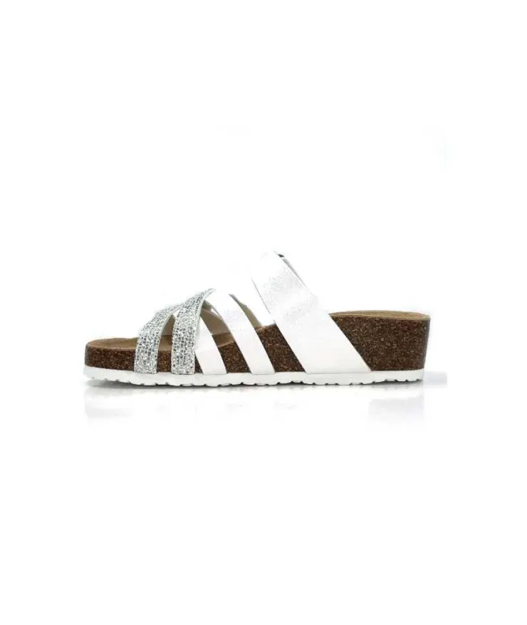 Ivoire0098a Ivoire 2115 Cuir Blanc Argent*Femme Plagettes