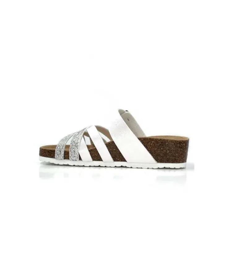 Ivoire0098a Ivoire 2115 Cuir Blanc Argent*Femme Plagettes