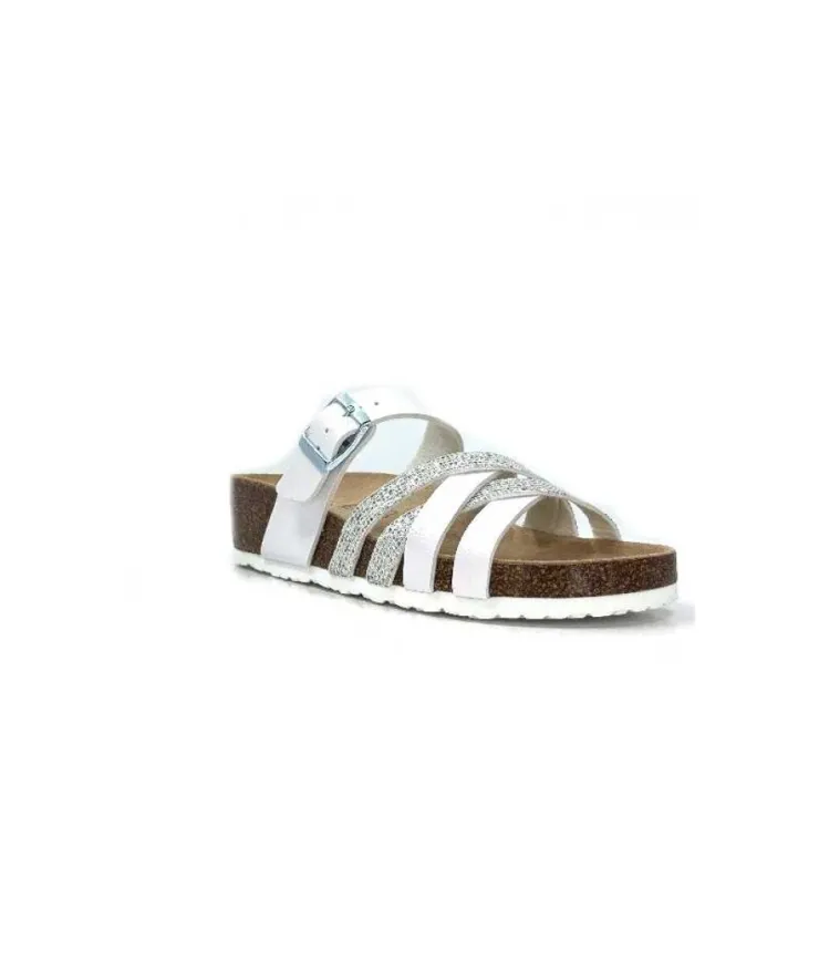Ivoire0098a Ivoire 2115 Cuir Blanc Argent*Femme Plagettes