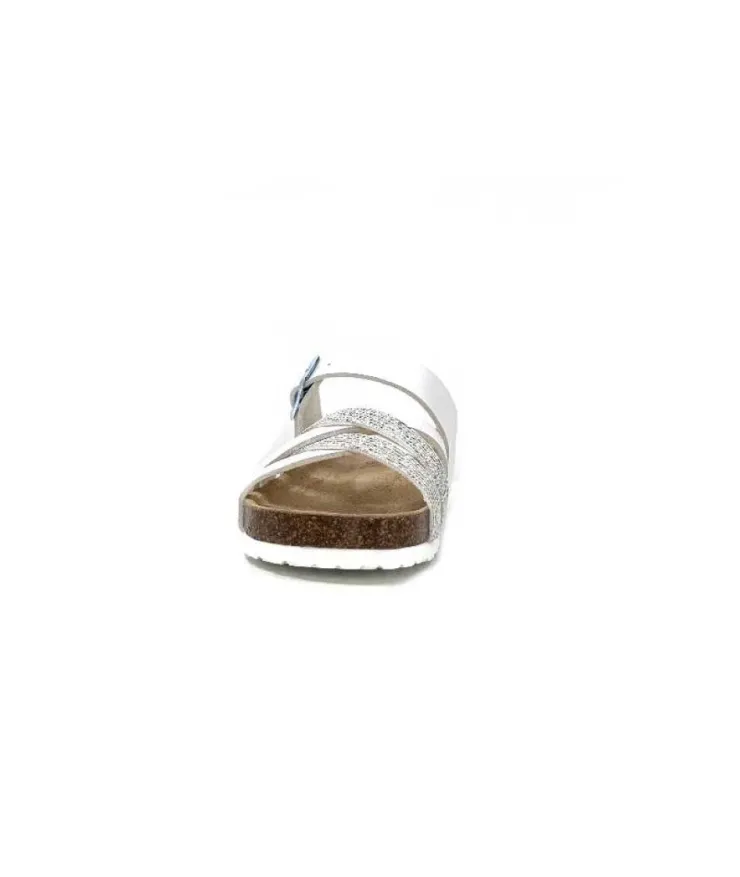 Ivoire0098a Ivoire 2115 Cuir Blanc Argent*Femme Plagettes