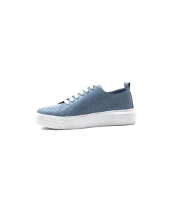 s and m / shoes market Ivoire 382.510 Cuir Bleu*Femme Baskets