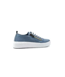 s and m / shoes market Ivoire 382.510 Cuir Bleu*Femme Baskets