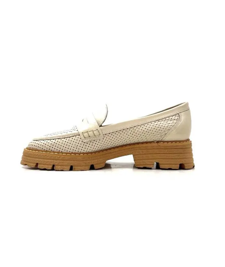 Ivoire-354 Ivoire 108802 Cuir Creme*Femme Mocassins