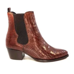 Ivoire0104a Ivoire 44447 Cuir Croco Cognac*Femme Santiags