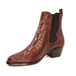 Ivoire0104a Ivoire 44447 Cuir Croco Cognac*Femme Santiags