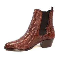 Ivoire0104a Ivoire 44447 Cuir Croco Cognac*Femme Santiags