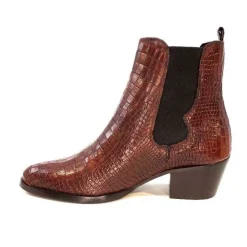 Ivoire0104a Ivoire 44447 Cuir Croco Cognac*Femme Santiags