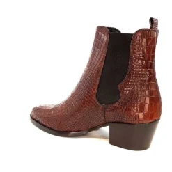 Ivoire0104a Ivoire 44447 Cuir Croco Cognac*Femme Santiags