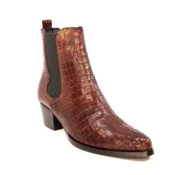 Ivoire0104a Ivoire 44447 Cuir Croco Cognac*Femme Santiags