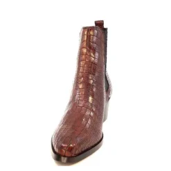 Ivoire0104a Ivoire 44447 Cuir Croco Cognac*Femme Santiags