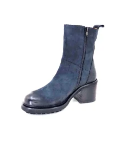 Ivoire0156 Ivoire 7753 Cuir Daim Bleu Marine*Femme Bottines