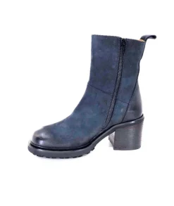 Ivoire0156 Ivoire 7753 Cuir Daim Bleu Marine*Femme Bottines