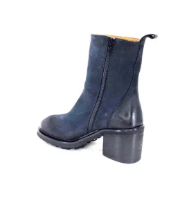 Ivoire0156 Ivoire 7753 Cuir Daim Bleu Marine*Femme Bottines