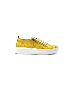 s and m / shoes market Ivoire 382.510 Cuir Jaune Moutarde*Femme Baskets