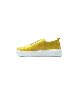 s and m / shoes market Ivoire 382.510 Cuir Jaune Moutarde*Femme Baskets