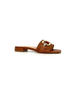 Ivoire0346a Ivoire 22682 Cuir Marron*Femme Mules