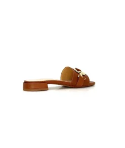 Ivoire0346a Ivoire 22682 Cuir Marron*Femme Mules