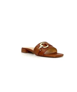 Ivoire0346a Ivoire 22682 Cuir Marron*Femme Mules