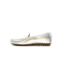 Ivoire0209b Ivoire 10322 Cuir Metal Argent*Femme Mocassins