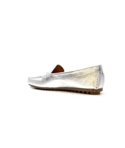 Ivoire0209b Ivoire 10322 Cuir Metal Argent*Femme Mocassins