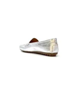 Ivoire0209b Ivoire 10322 Cuir Metal Argent*Femme Mocassins