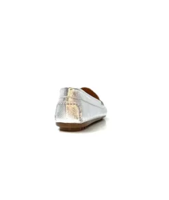 Ivoire0209b Ivoire 10322 Cuir Metal Argent*Femme Mocassins