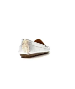 Ivoire0209b Ivoire 10322 Cuir Metal Argent*Femme Mocassins