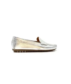 Ivoire0209b Ivoire 10322 Cuir Metal Argent*Femme Mocassins