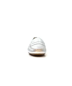 Ivoire0209b Ivoire 10322 Cuir Metal Argent*Femme Mocassins