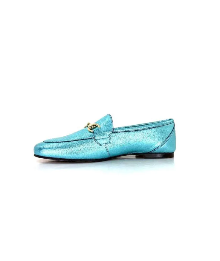 Ivoire0209b Ivoire 12588 Cuir Metal Azul*Femme Mocassins