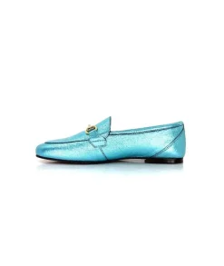 Ivoire0209b Ivoire 12588 Cuir Metal Azul*Femme Mocassins