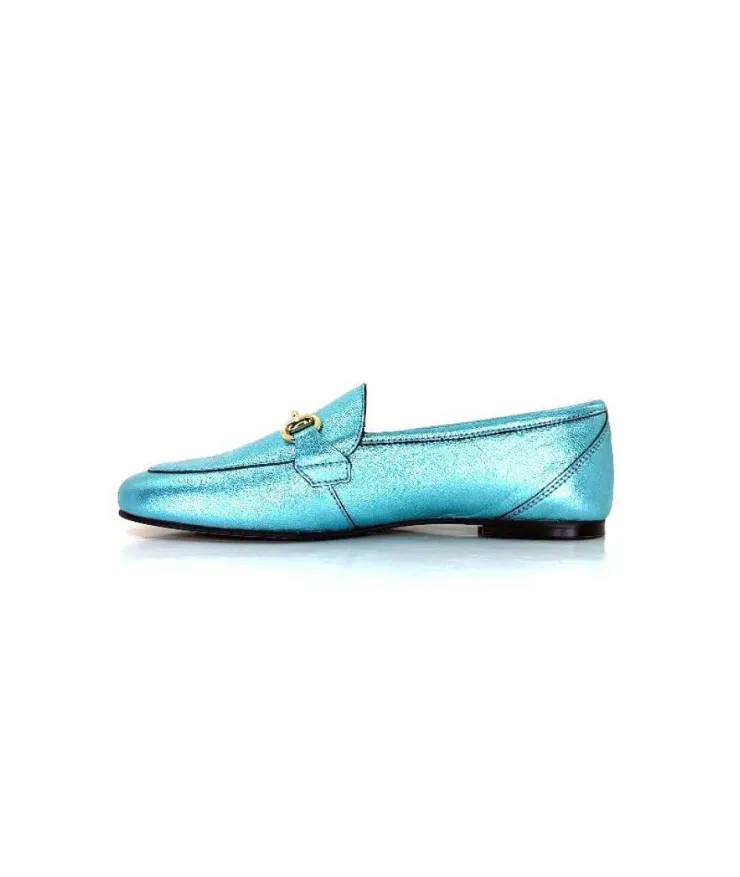 Ivoire0209b Ivoire 12588 Cuir Metal Azul*Femme Mocassins