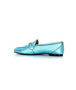 Ivoire0209b Ivoire 12588 Cuir Metal Azul*Femme Mocassins