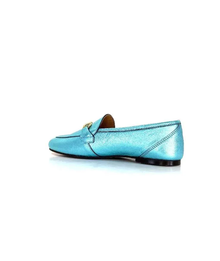 Ivoire0209b Ivoire 12588 Cuir Metal Azul*Femme Mocassins