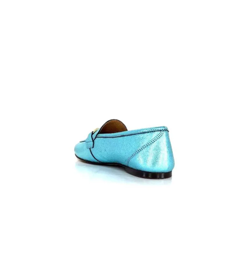 Ivoire0209b Ivoire 12588 Cuir Metal Azul*Femme Mocassins