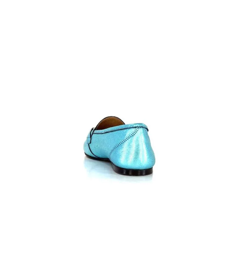 Ivoire0209b Ivoire 12588 Cuir Metal Azul*Femme Mocassins